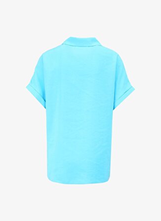 Selen Gömlek Yaka Düz Mavi Kadın Bluz 24YSL8761