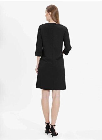 Selen V Yaka Emprime Siyah Standart Kadın Elbise 24YSL7487