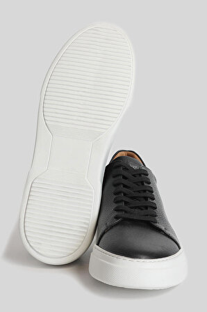 Tommy Erkek Deri Sneaker Ayakkabı Siyah