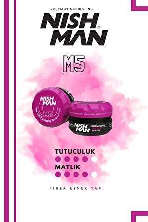 M5 Saç Şekillendirici Sert Mat Wax Fiber / Tüm Saç Tiplerine Yönelik 100 ml