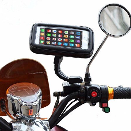Motosiklet Bisiklet Telefon Tutucu Suya Dayanıklı Large Ayna Bağlantılı
