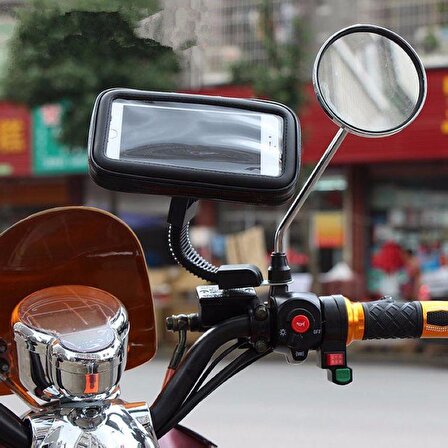 Motosiklet Bisiklet Telefon Tutucu Suya Dayanıklı Large Ayna Bağlantılı