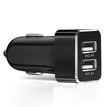 BlitzPower Çift USB Çıkışlı 2.4A Universal Hızlı Araç Şarj Cihazı Siyah