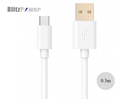 BlitzPower USB Type-C Kısa Şarj Kablosu Beyaz