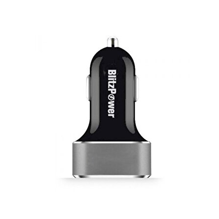 BlitzPower Çift USB Çıkışlı 2.4A Universal Hızlı Araç Şarj Cihazı Gümüş
