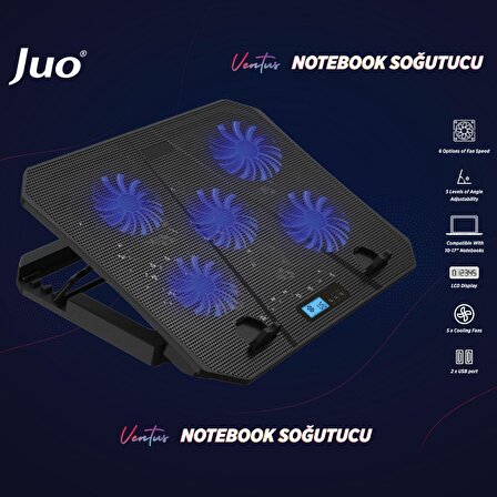 Juo 5 Fanlı 10 - 17 inç Laptop Soğutucu