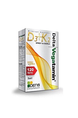 Delta Vegatamin Vegan D3+K2 Sprey - Damla 20 Ml - SKT:11/2025