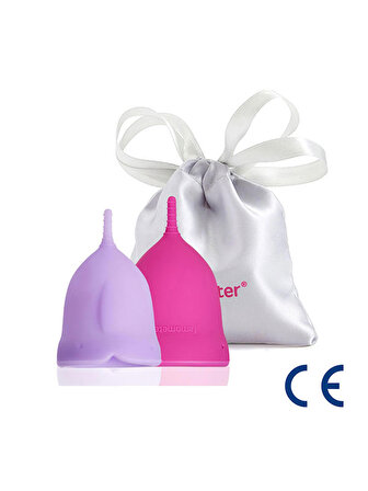 femometer® Rose 2'li Adet Kabı-Regl Kabı-Medikal Sınıf Silikon Menstrual Cup-Tampon (A + B Ebat)