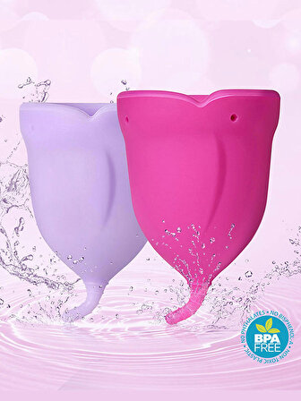 femometer® Rose 2'li Adet Kabı-Regl Kabı-Medikal Sınıf Silikon Menstrual Cup-Tampon (A + B Ebat)