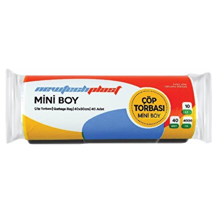 Newtechplast Çöp Torbası, Mini Boy, Beyaz, 40 X 50 cm., 1 Rulo 40 Adet 80 gr.