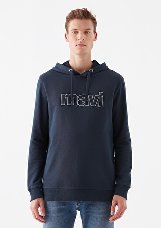 Mavi Logo Baskılı Kapüşonlu Lacivert Sweatshirt 065606-28417