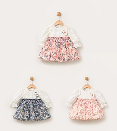 Çiçekli Kız Bebek Çocuk Bayramlık Elbise