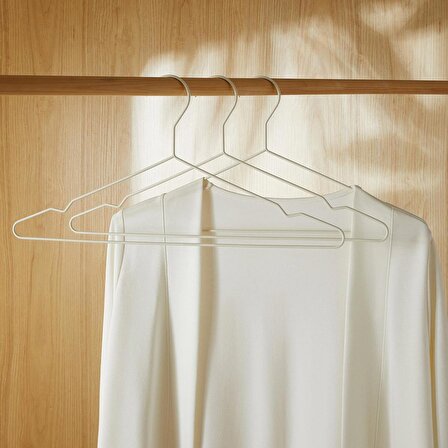 Ocean Home Textile 3'lü Mat Beyaz Renk Kauçuk Kaplamalı Metal Giysi Askısı 20.50 x 42 x 0.3 cm