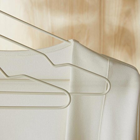 Ocean Home Textile 3'lü Mat Beyaz Renk Kauçuk Kaplamalı Metal Giysi Askısı 20.50 x 42 x 0.3 cm