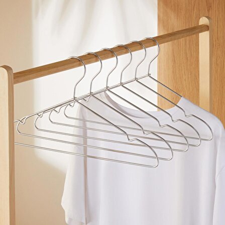 Ocean Home Textile 6'lı Gümüş Renk Metal Giysi Askısı 22 x 41 x 0.4 cm