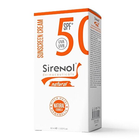 Sirenol 50 Faktör Nemlendirici Tüm Cilt Tipleri İçin Renksiz Yüz Güneş Koruyucu Krem 60 ml