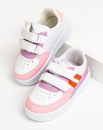 Pembe Potin Rahat Taban Cırtlı Çocuk Sneakers 001-700-23