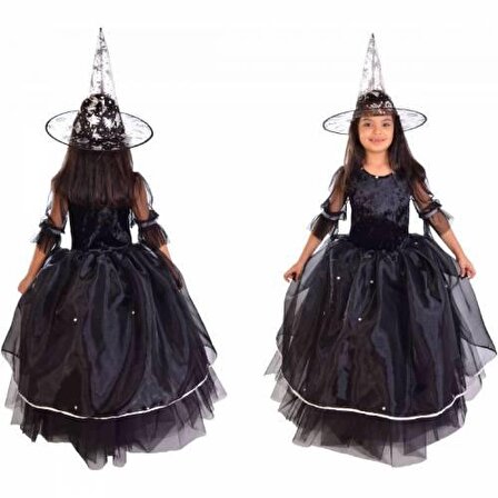Cadı Çocuk Kostümü Tarlatanlı - Cadılar Bayramı Kostümü - Halloween Cadı Kostümleri Parti Eğlence