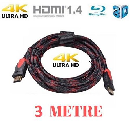 HDMI Kablosu Altın Uçlu 1.4b 3D 3 Metre Bilgisayara TV Bağlama