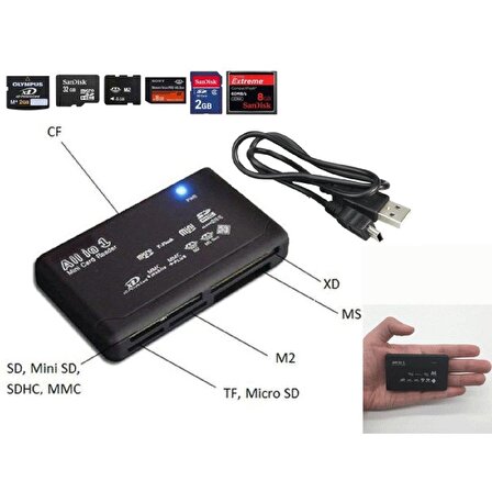 USB Hub Micro SD/XD/MMC/MS/CF/TF Mini M2 Kombo Çoklu Kart Okuyucu