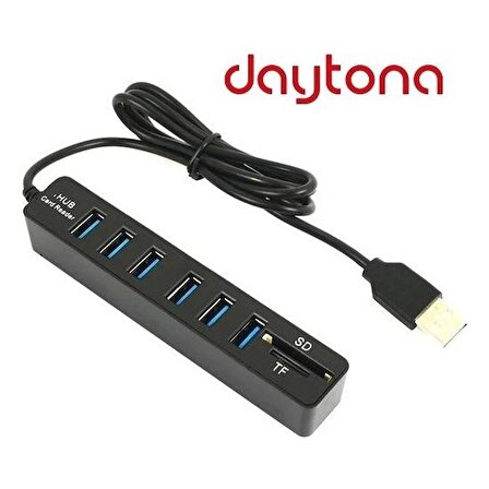 DAYTONA A4691 6'lı USB HUB+Kart Okuyucu (Giriş:USB Tip-C => Çıkış:6xUSB3.0+SD+MicroSD)