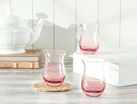 Clarette-Pink Touch 6'lı Çay Bardağı Seti - 168 ml
