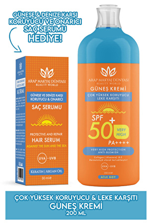 50 SPF Güneş Kremi  200ml Yüz Güneş Kremi ve Vücut Güneş Kremi