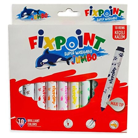 Fixpoint Yıkanabilir Jumbo Keçeli Boya Kalemi 10 Renk