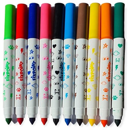 Fixpoint Yıkanabilir Jumbo Keçeli Boya Kalemi 10 Renk