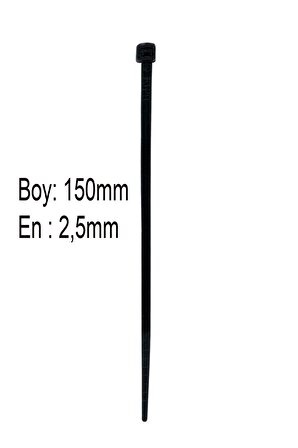 Ekoset Kablo bağı Plastik Cırt Kelepçe 2,5x150mm Siyah 100 Adet