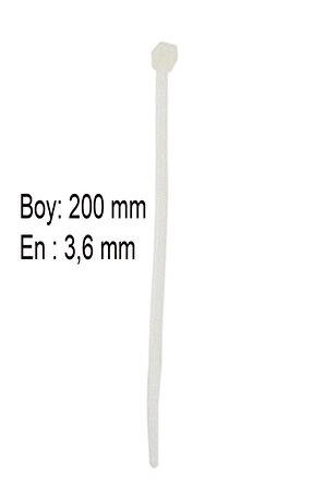 Ekoset Kablo bağı Plastik Cırt Kelepçe 3,6x200mm Beyaz 500 Adet
