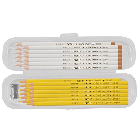 Ekoset Fatih Beyaz ve Sarı Tekstil İşaretleme Kalemi 24lü Karma Paket Kutulu ve Kalemtraşlı