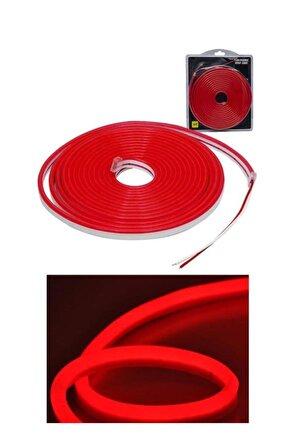 5 Mt. 12 Volt Hortum Neon Led Şerit Led Işık 6x12mm Kırmızı
