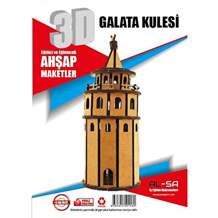 3D Ahşap Boyama Galata Kulesi Maketi