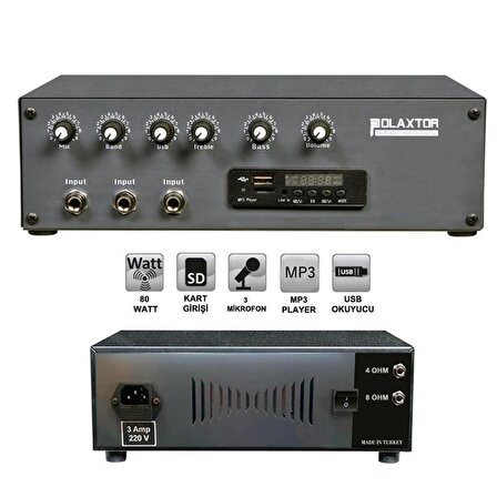ANFİ 100W USB/SD/MP3 YERLİ POLAXTOR PLX-16987