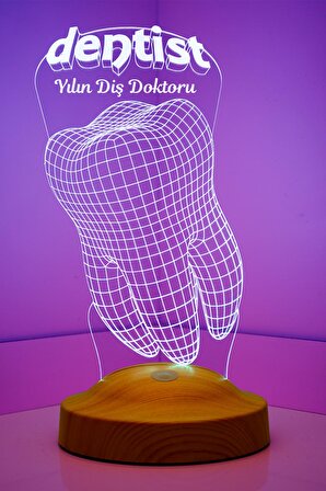 Sevgilambası Yılın Diş Doktoru hediyesi Dentist 3d led lamba