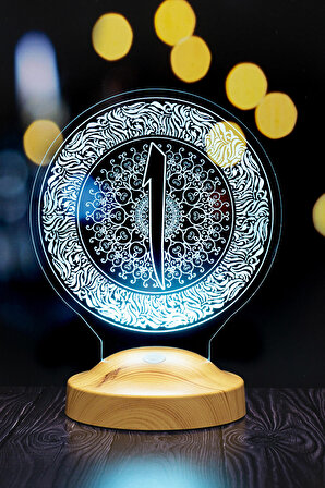 Elif Harfi Desenli, Dini sembollü Hediye, Dini Hediye, Motifli Arapça Elif Harfi Yazılı Led Lamba 