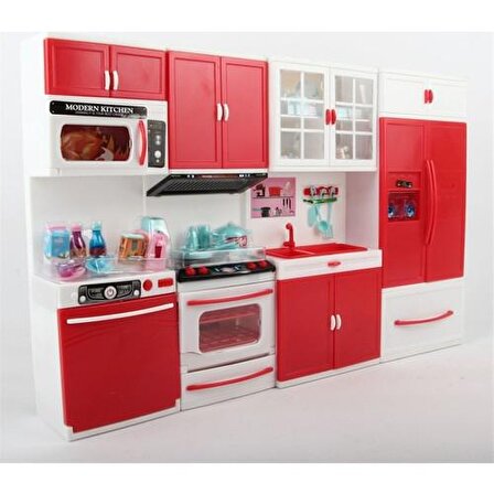 Işıklı ve Sesli 3D Modern Mutfak 4'lü Set Kırmızı 1014