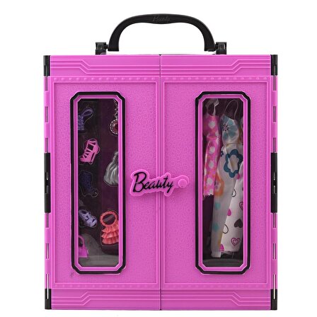 Çantalı Barbie Bebek Giysi Dolabı,30+ Kıyafet, Ayakkabı, Çanta ve Dahası..