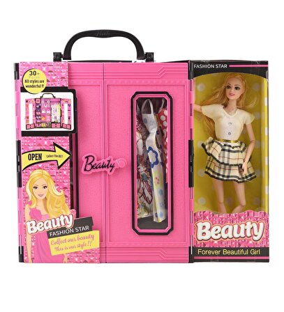 Sonsuz Hareket Bebekli Gardrop-Çantalı Giysi Dolabı- Barbie Gardrop