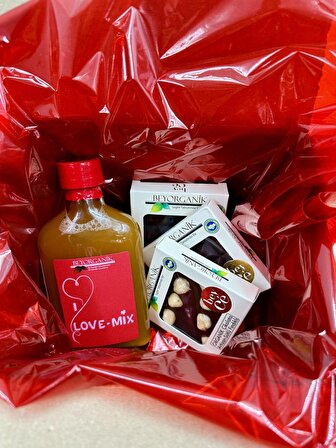Organik Sevgililer Gününe Özel Bey-Tonik & Artizan çikolatalar paketi