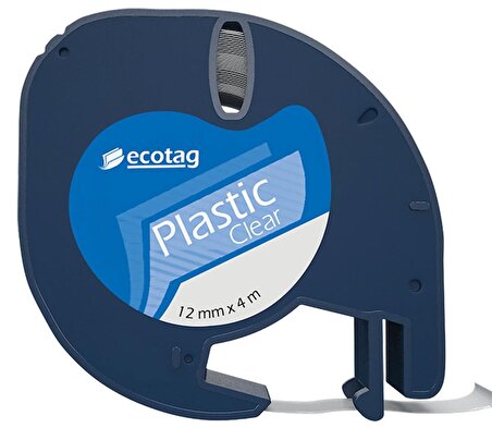 Ecotag Dymo Letratag Şerit Etiket Plastik Şeffaf 12 mm x 4 mt 