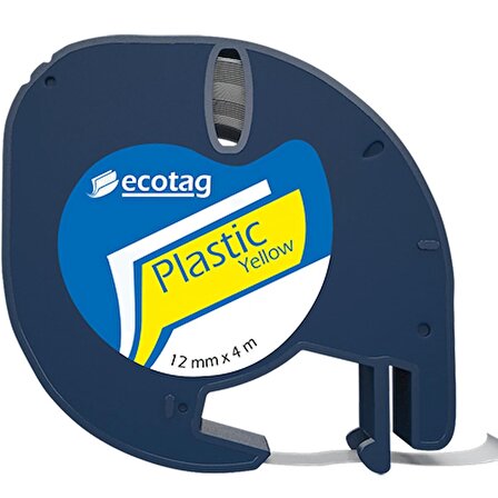 Ecotag Dymo Letratag Şerit Etiket Plastik Sarı 12 mm x 4 mt 