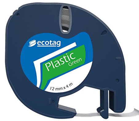 Ecotag Dymo Letratag Şerit Etiket Plastik Yeşil 12 mm x 4 mt 