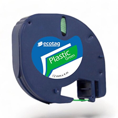 Ecotag Dymo Letratag Şerit Etiket Plastik Yeşil 12 mm x 4 mt 