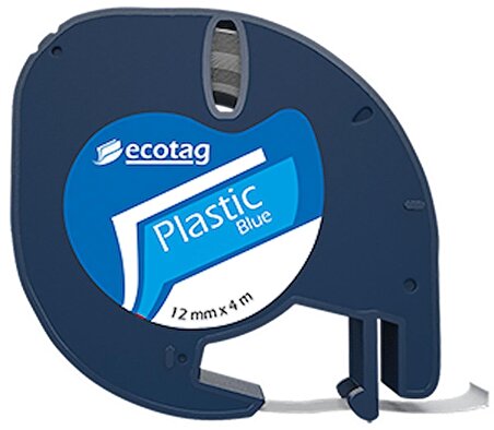 Ecotag Dymo Letratag Şerit Etiket Plastik Mavi 12 mm x 4 mt 