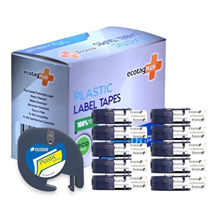 Dymo Letratag Etiket Yazcı ve 10 Adet EcotagPlus Şerit Etiket 12 mm x 4 mt Plastik Sarı