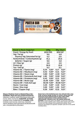 WaspCo Yüksek Protein Bar - Hindistan Cevizi Ve Bademli 50g X 16 Adet