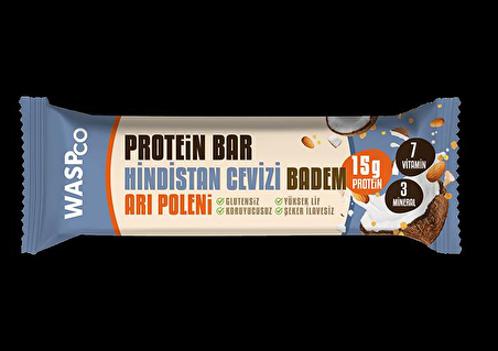 WasPco Hindistan Cevizi & Badem Protein Bar 50 Gr