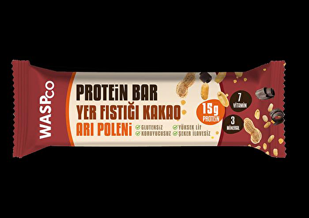 WasPco Yer Fıstığı Kakao Protein Bar 50 Gr